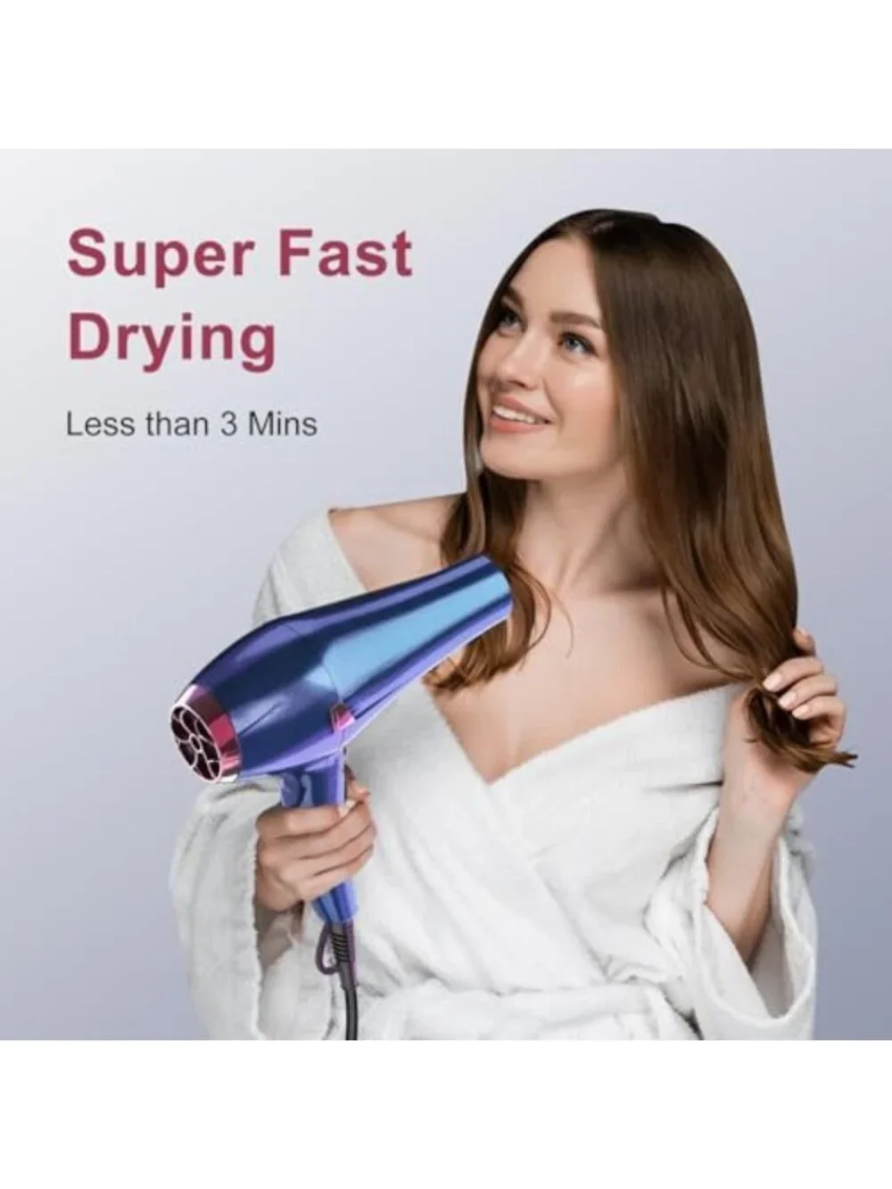 Professional Ionic Hair Dryer with Diffuser, Fast Drying & Quiet Blow Dryer for